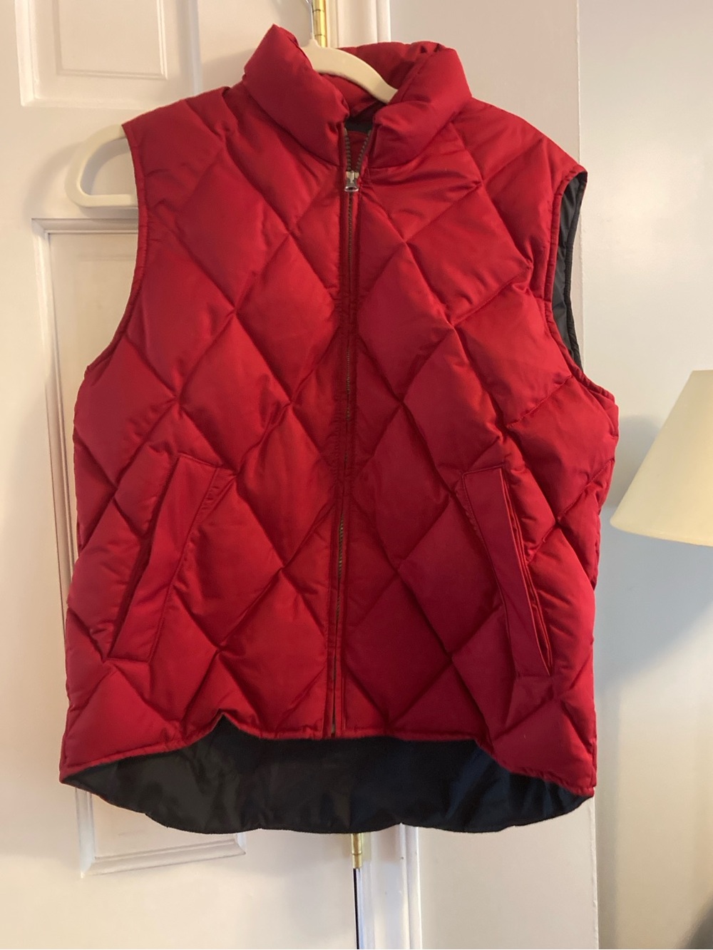 Eddie Bauer Red Quilted Vest with Stand Collar